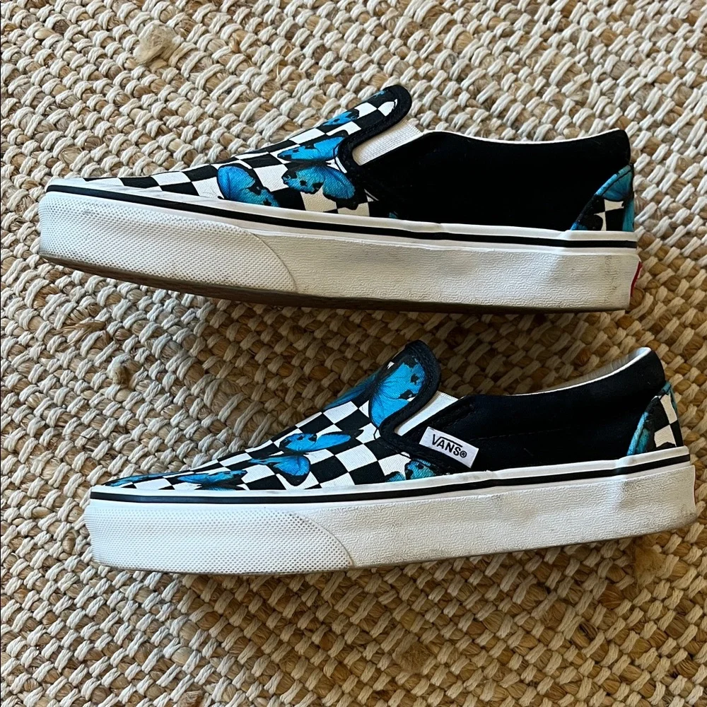Vans Slip-On Sneakers - Blue Butterfly Checkered - Picture 6 of 6